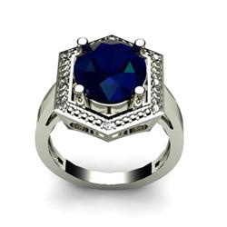 Genuine 6.08 ctw Sapphire & Diamond Ring White or Yellow Gold 14kt 4.3g