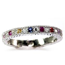 Genuine Multi Sapphire 0.25Ctw Diamond Ring 10K
