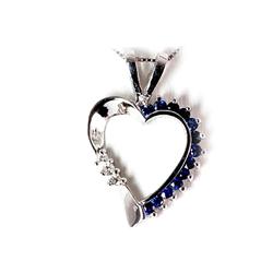 Genuine Ceylon Sapphire0.52Ctw Diamond Necklace 10K