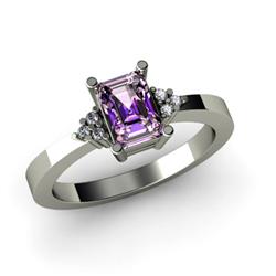Genuine 0.61 ctw Amethyst & Diamond Ring 10kt White or Yellow Gold 4.04g