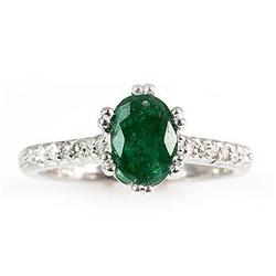 Genuine  Emerald  1.31 ctw  Diamond Ring  10KT  3.62g  RS6.5