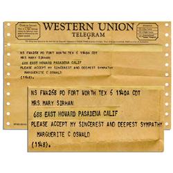 Marguerite Oswald Telegram to Mary Sirhan
