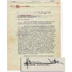 Marlene Dietrich Contract Signed