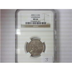 2002-D LOUISIANA QUARTER NGC MS66