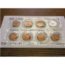 1982 LINCOLN CENT 7 VARIETIES SET (UNC)