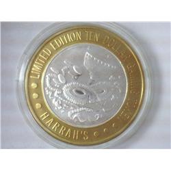 HARRAH'S CASINO $10 SILVER TOKEN (UNC)