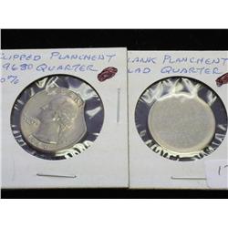 2 ERROR QUARTERS 1963-D CLIPPED PLANCHET & A BLANK