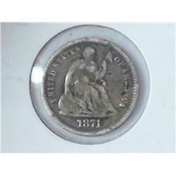 1871 SEATED LIBERTY HALF DIME