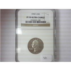 1990-S WASHINGTON QUARTER NGC PF70 ULTRA CAMEO