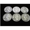 Image 1 : 6 ASSORTED 50'S WASHINGTON SILVER QUARTERS