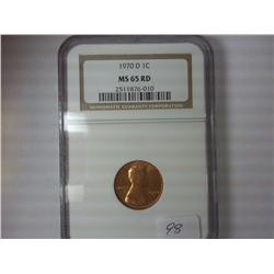 1970-D LINCOLN CENT NGC MS65 RD
