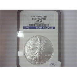 2006-W AMERICAN SILVER EAGLE NGC MS69