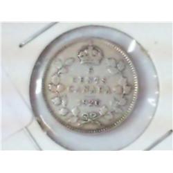 1920 CANADA FIVE CENTS SILVER