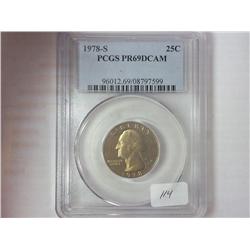 1978-S WASHINGTON QUARTER PCGS PR69DCAM