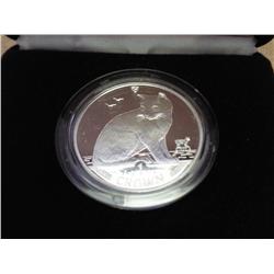 1990 ISLE OF MAN PROOF CAT CROWN 1 TROY OZ SILVER