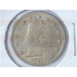 1911 LIBERTY "V" NICKEL (AU58)