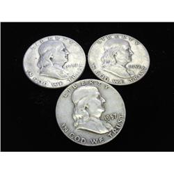 1952-P, 52-P & 57-D FRANKLIN HALF DOLLARS