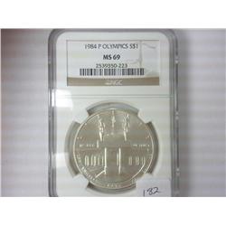 1984-P OLYMPICS SILVER DOLLAR NGC MS69