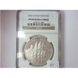 2002-W WEST POINT SILVER DOLLAR NGC PLF69 ULTRACAM