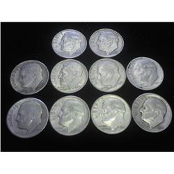 10 ASSORTED ROOSEVELT DIME SILVER