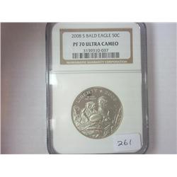 2008-S BALD EAGLE HALF DOLLAR NGC PF70 ULTRA CAMEO