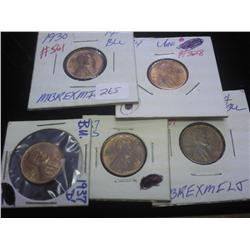 1930, 34, 37-D, 37-S & 39 LINCOLN CENTS (UNC)