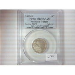 2005-S WESTERN WATERS NICKEL PCGS PR69DCAM