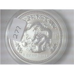 2000 AUSTRALIA $1 DRAGON  1 TROY OZ  .999 SILVER