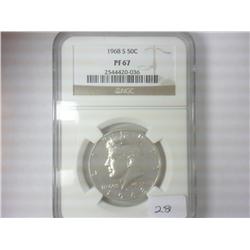1968-S 40% SILVER KENNEDY HALF DOLLAR NGC PF67