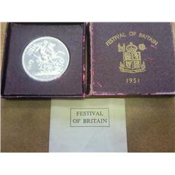 1951 BRITAIN 5 SCHILLINGS CROWN PIECE (UNC)