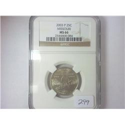 2003-P MISSOURI QUARTER NGC MS66