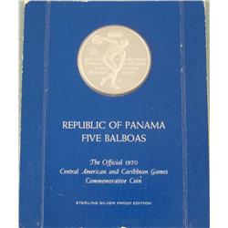 Republic of Panama Sterling Silver 5 Balboa Proof Coin