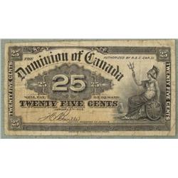 Canada 25 Cents Paper Currency Dominion 1900