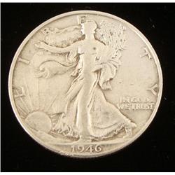 1946-S Walking Liberty Half Silver Dollar -Very Nice