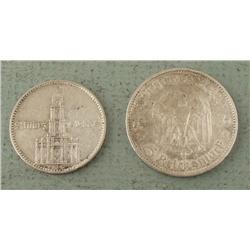 2 High Grade Nazi Germany Silver 2,5 Mark Coins 1934,35