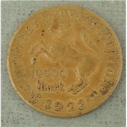 Large German 1923 10000 Mark Notgeld-Stein