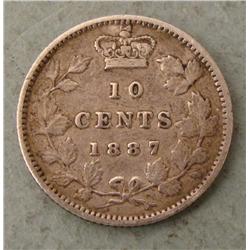 1887 Canada Hi Grade 10 Cent Silver Coin -Scarce Date
