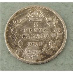 1910 Canada 5 Cent Silver, Strong Detail Coin