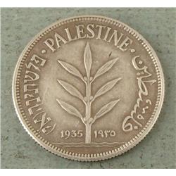 Palestine High Grade 1935 100 Mils Silver Coin -Rare