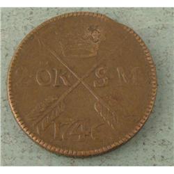 Outstanding Sweden 2 Ore 1746 Coin- Over 250 Years Old