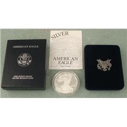 2000 American Silver Eagle Dollar $1 Proof w/Box, COA