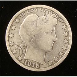 1915-D Barber Half Dollar Nice Coin, Detail