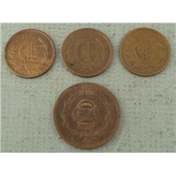 4 Early AU-UNC Mexico Coins 1906-1941 1 & 2 Centavos