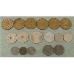 17 Coins from Denmark 1949-1971 1-25 Ore, Krone