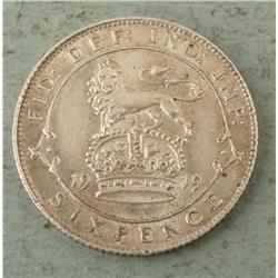 Great Britain High Grade 1919 6 Pence Coin -Nice