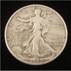 1942-D Walking Liberty Silver Half Dollar