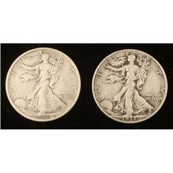 1936, 1937 Silver Walking Liberty Half Dollars -Nice