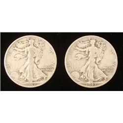1942-D, 1943 Walking Liberty Half Dollar Silver Coins