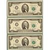 Image 1 : 3 Consecutive # 1976 $2 Bill Notes  C  Mint Mark CU