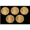 Image 1 : 5 Gem UNC 2000 American Eagle $5 Gold Coins 1/10 Oz